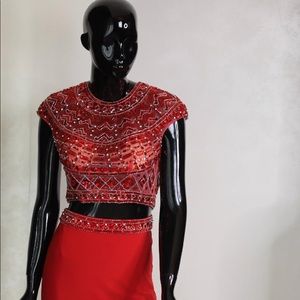 Red 2 piece formal dress